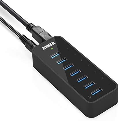 Anker 7-Port USB 3.0 Data Hub with 36W Power Adapter and BC 1.2 Charging Port for iPhone 7/6s Plus, iPad Air 2, Galaxy S Series, Note Series, Mac, PC, USB Flash Drives and More