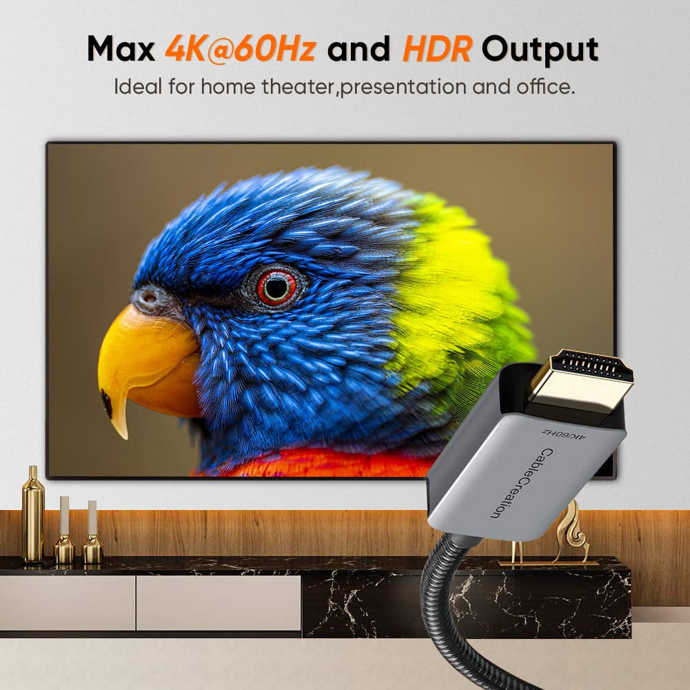 CableCreation Active 4K DisplayPort 1.4 (Male) to HDMI 2.1 (Male) Cable (8 Ft)