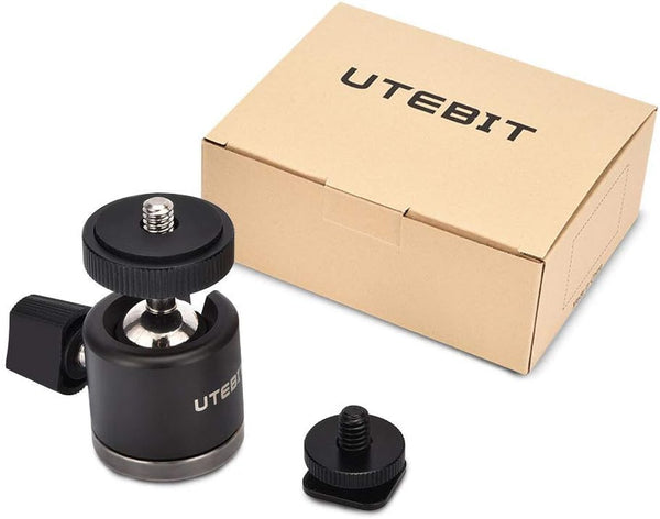 UTEBIT Mini Ball Head, Tripod Head with 1/4" Hot Shoe, 360° Rotatable Ball Head