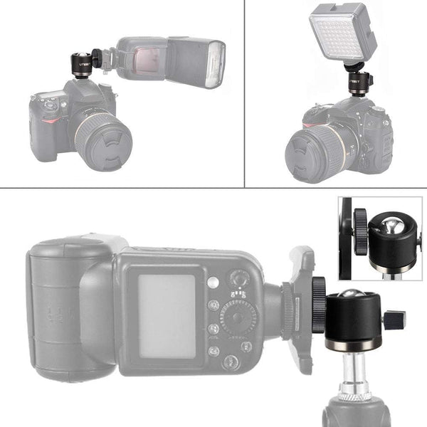 UTEBIT Mini Ball Head, Tripod Head with 1/4" Hot Shoe, 360° Rotatable Ball Head