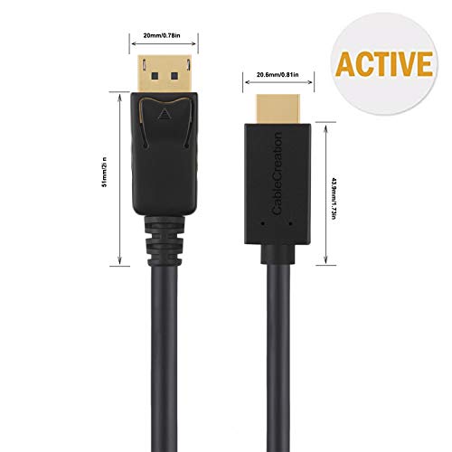 CableCreation Active DisplayPort to HDMI Cable 4K@60Hz HDR, 8FT Unidirectional DisplayPort 1.4 to HDMI Monitor Cable, DP to HDMI Cable Support 4K@60Hz, 2K@144Hz, 1080P@144Hz, Eyefinity Multi-Display