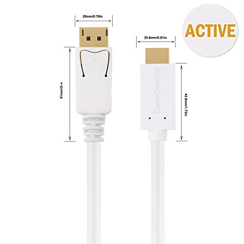 CableCreation Active DisplayPort to HDMI Cable 4K@60Hz HDR, 8FT Unidirectional DisplayPort 1.4 to HDMI Monitor Cable, DP to HDMI Cable Support 4K@60Hz, 2K@144Hz, 1080P@144Hz, Eyefinity Multi-Display