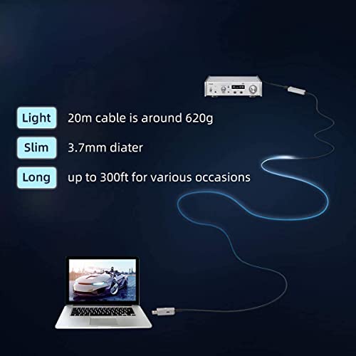 FIBBR Ultra-Long USB 3.0 Extension Cable 65FT/20M, Male to Female USB 3.0 Fiber Optical Cable, High Speed 5Gbps Data Transfer Extender Cord, for Playstation, Printer, Displayer, Hard Drive, Webcams