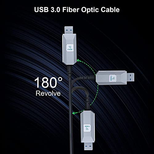 FIBBR Ultra-Long USB 3.0 Extension Cable 65FT/20M, Male to Female USB 3.0 Fiber Optical Cable, High Speed 5Gbps Data Transfer Extender Cord, for Playstation, Printer, Displayer, Hard Drive, Webcams