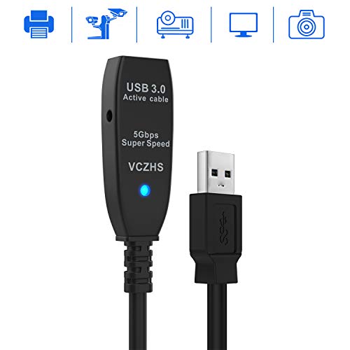 USB Extension Cable 25 ft, VCZHS Active USB 3.0 Extension Cable 25 Feet USB 3.0 Active Repeater Cable Built-in Signal Booster Chipsets