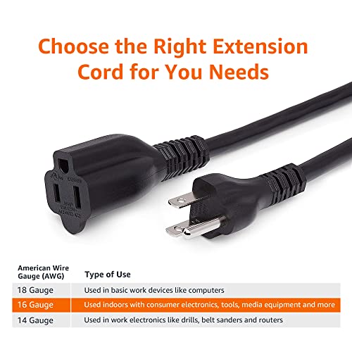 Amazon Basics Extension Cord, 13 Amps, 125V, 25 Feet, Black