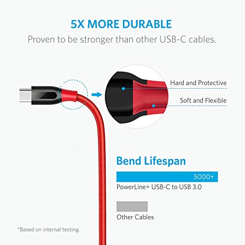Anker USB C Cable, PowerLine+ USB-C to USB 3.0 cable (3ft), High Durability, for Samsung Galaxy Note 8, S8, S8+, S9, S10, Sony XZ, LG V20 G5 G6, HTC 10, Xiaomi 5 and More. Laptop