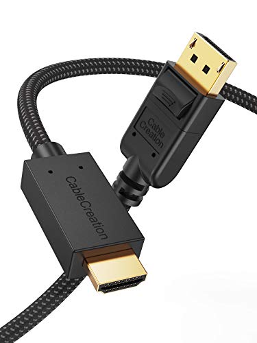 CableCreation Active DisplayPort to HDMI Cable 4K@60Hz HDR, 8FT Unidirectional DisplayPort 1.4 to HDMI Monitor Cable, DP to HDMI Cable Support 4K@60Hz, 2K@144Hz, 1080P@144Hz, Eyefinity Multi-Display