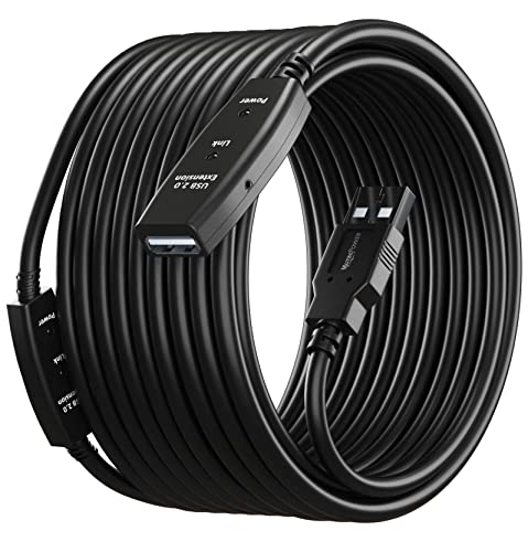 MutecPower 50 Feet Active USB Extension Cable 2.0 Male to Female with 2 Extension chipsets Signal Booster - Active Extension/Repeater Cord 15 Meters / 50 Feet